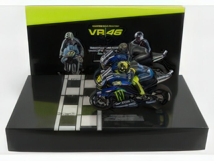 YAMAHA  SET 2X YZRM1 TEAM MOVISTAR MONSTER ENERGY N 46 + N 44 MOTOGP TEST VALENCIA 2019 WITH FIGURES VALENTINO ROSSI AND LEWIS HAMILTON  BLUE BLACK/MINICHAMPS 1/12ミニカー