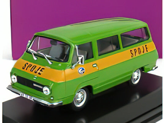 SKODA 1203 MINIBUS POSTE SPOJE 1974 GREEN YELLOW/ABREX 1/43ミニカー