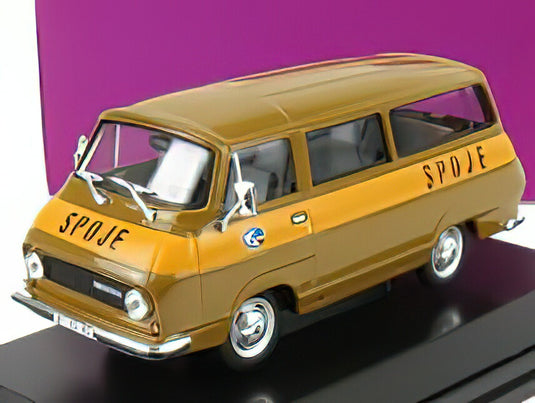 SKODA 1203 MINIBUS POSTE SPOJE 1974 BROWN YELLOW/ABREX 1/43ミニカー