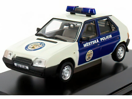 SKODA FAVORIT 136L VB POLICIE PRAHA 1988 WHITE BLUE/ABREX 1/43ミニカー
