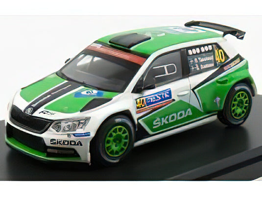 SKODA FABIA III R5 N 40 RALLY FINLAND 2015 P.TIDEMAND E.AXELSSON GREEN WHITE/ABREX 1/43ミニカー