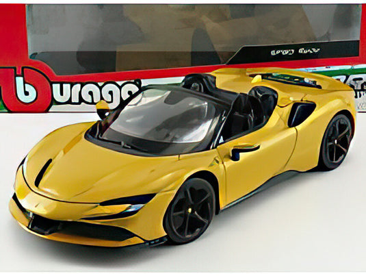 FERRARI  SF90 STRADALE HYBRID SPIDER 1000hp OPEN 2020  GIALLO MONTECARLO  YELLOW MET/BBurago 1/18ミニカー