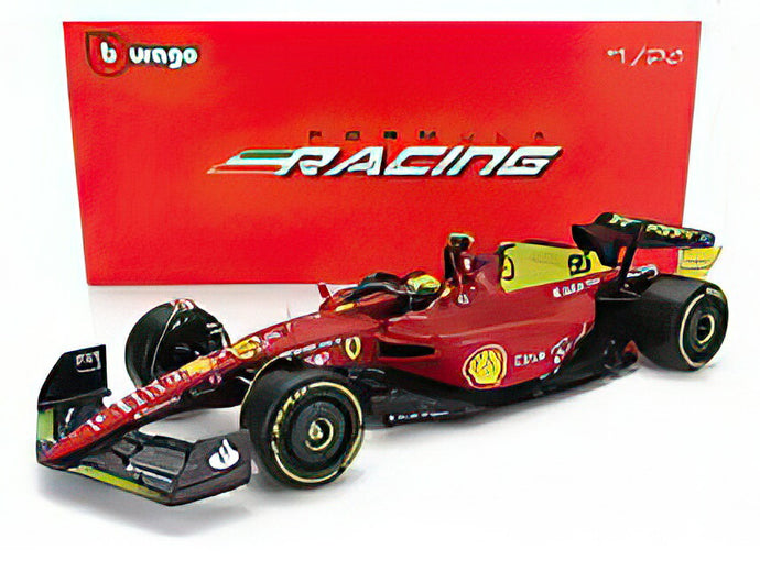 FERRARI  F175 SCUDERIA FERRARI N 55 4th MONZA GP ITALY 2022 CARLOS SAINZ フィギュア付き RED YELLOW/BBurago 1/24ミニカー 海外限定