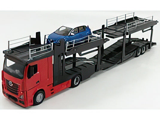 MERCEDES BENZ  ACTROS 2 2545 TRUCK CAR TRANSPORTER 2016 WITH RENAULT CAPTUR  RED BLACK/BBurago 1/43ミニカー