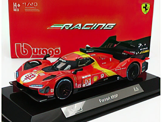FERRARI  499P 3.0L TURBO V6 TEAM FERRARI AF CORSE N 51 WINNER 24h LE MANS 2023 ALESSANDRO PIER GUIDI  JAMES CALADO  ANTONIO GIOVINAZZI  RED YELLOW BLACK/BBurago 1/43ミニカー