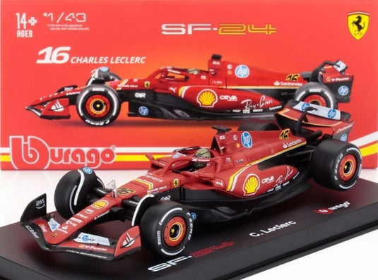 FERRARI  F1 SF24 TEAM SCUDERIA FERRARI N 16 WINNER ITALY MONZA GP 2024 CHARLES LECLERC フィギュア付き RED WHITE BLACK/BBurago 1/43ミニカー 海外限定