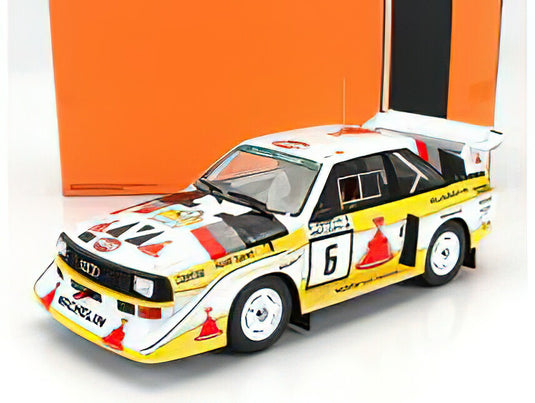 AUDI  QUATTRO S1 E2 TEAM AUDI SPORT N 6 RALLY 1000 LAKES 1985 HANNU MIKKOLA  ARNE HERTZ  WHITE YELLOW/IXO 1/18ミニカー