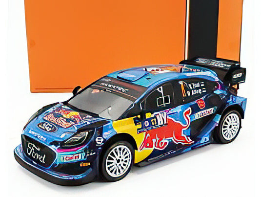 FORD ENGLAND  PUMA RALLY1 TEAM RED BULL FORD WORLD RALLY MSPORT N 8 3rd RALLY CENTRAL EUROPEAN 2023 OTT TANAK  MARTIN JARVEOJA  BLUE YELLOW RED/IXO 1/18ミニカー