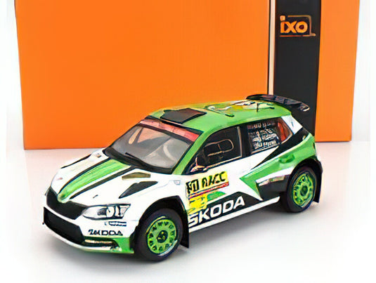 SKODA - FABIA R5 TEAM SKODA MOTORSPORT N 31 RALLY RACC CATALUNYA 2018 JAN KOPECKY - PAVEL DRESLER - WHITE GREEN BLACK/IXO 1/24ミニカー