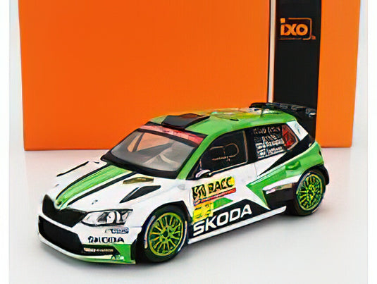 SKODA FABIA R5 TEAM SKODA MOTORSPORT N 32 RALLY RACC CATALUNYA 2018 KALLE ROVANPERA JONNE HALTTUNEN WHITE GREEN BLACK/IXO 1/24ミニカー