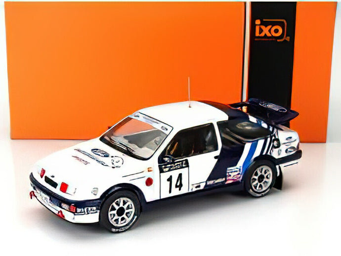 【予約】FORD ENGLAND - SIERRA RS COSWORTH TEAM FORD MOTORSPORTS N 14 6th RALLY 1000 LAKES 1988 CARLOS SAINZ - LUIS MOYA - WHITE BLUE/IXO 1/24ミニカー