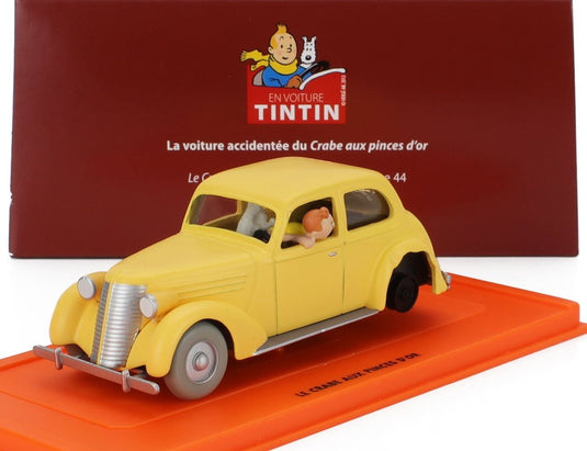 Tin Tinタンタン 金のはさみのカニ 事故車 1944 マットイエロー AUTO-TINTIN-COLLECTION TV SERIES - WITH FIGURES / EDICOLA 1/43 ミニカー