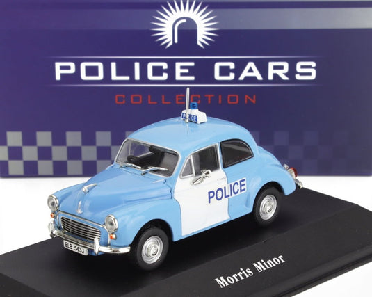 MORRISモーリス マイナー 警察 1957 ライトブルーホワイト ATLAS-POLICE-CARS-COLLECTION POLIZIA / EDICOLA 1/43 ミニカー
