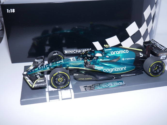 ASTON MARTIN F1 AMR22 TEAM ARAMCO COGNIZART N 5 ABU DHABI GP LAST RACE 2022 SEBASTIAN VETTEL - GREEN BLACK /Minichamps 1/18 ミニカー