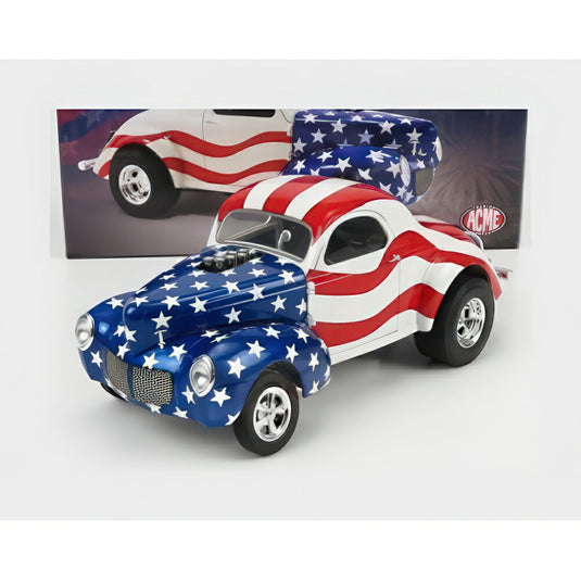 Ford Usa Willys Gasser カスタム Patriot 1940 ホワイト レッド ブルー A1800923/ ACME 1/18 ミニカー