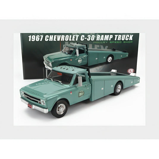 Chevrolet C 30 トラック ランプ カー トランスポーター Holley Speed Shop 1967 グリーン A1801707GH/ ACME 1/18 ミニカー