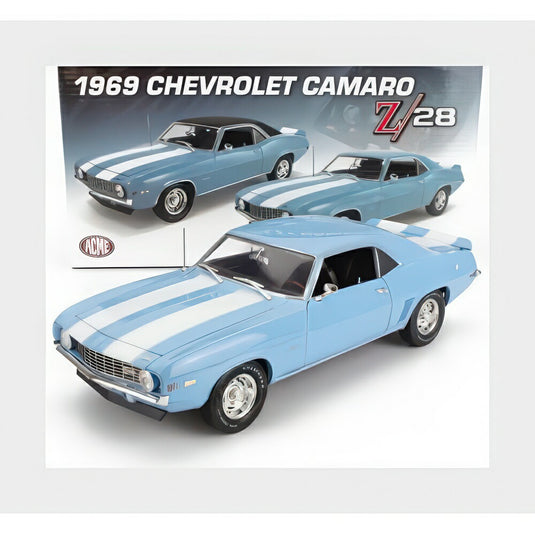 Chevrolet Camaro Z 28 クーペ 1969 ライトブルー ホワイト A1805732/ ACME 1/18 ミニカー