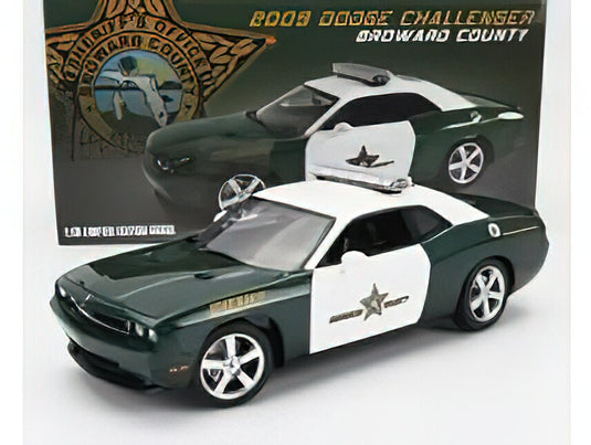 DODGE CHALLENGER R/T COUPE POLICE BROWARD COUNTY SHERIFF 2009 GREEN WHITE/ACME 1/18ミニカー
