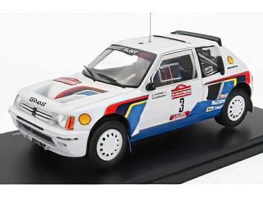 PEUGEOT - 205 T16 N 3 WINNER RALLY SANREMO 1984 A.VATANEN - T.HARRYMAN - WHITE BLUE/EDICOLA 1/24ミニカー