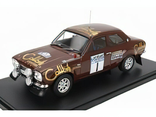 FORD ENGLAND - ESCORT MKI RS 1600 (night version) N 1 WINNER RALLY RAC LOMBARD 1974 TIMO MAKINEN - HENRY LIDDON - BROWN/EDICOLA 1/24ミニカー