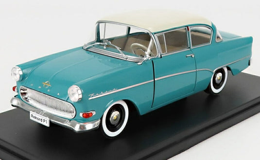 OPELオペル オリンピア レコード P1 1957 ターコイズホワイト HACHETTE-OPEL-COLLECTION / EDICOLA 1/24 ミニカー