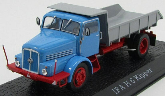 IFAイファ H60 トラック カッソーネ リバルタビレ ダンプ 1952 ライトブルーレッドグレー ATLAS-DDR-AUTO-CAMION-EAST-COLLECTION / EDICOLA 1/43 ミニカー