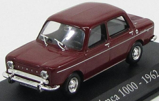 Simcaシムカ 1000 1962 ボルドー AUTO-INDIMENTICABILI-RBA-MONDADORI / EDICOLA 1/43 ミニカー