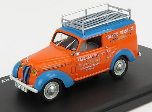 Renaultルノー ジャヴァカトル バン 板金 塗装 故障救援 1942 オレンジライトブルー HACHETTE-UTILITAIRES-RENAULT-COLLECTION / EDICOLA 1/43 ミニカー