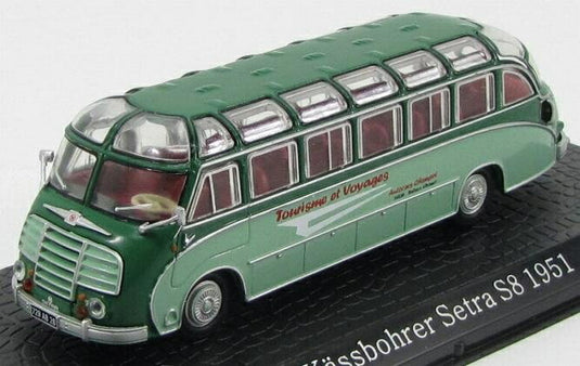 SETRAセトラ KASSBOHRER S8 AUTOBUS KASSBOHRER S8バス 1951 2トーングリーン ATLAS-BUS-COLLECTION / EDICOLA 1/72 ミニカー