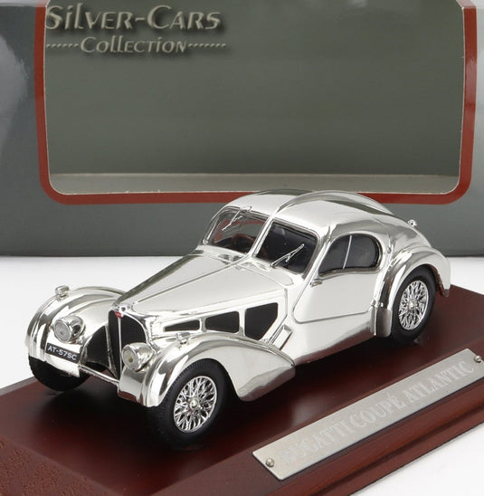 BUGATTIブガッティ 57SC COUPE ATLANTIC 1938 CHROME AUTO-DA-LEGGENDA-SILVER-CARS-COLLECTION - DEAGOSTINI / EDICOLA 1/43 ミニカー