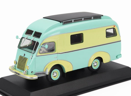 RENAULTルノー GOELETTE DIGUE CAMPER 1951 BLISTER BOX VERY LIGHT GREEN YELLOW HACHETTE-MOTORHOMES-COLLECTION / EDICOLA 1/43 ミニカー
