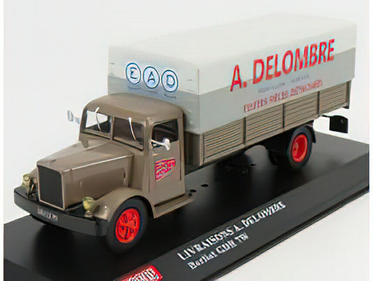 BERLIET - GDR 7W TRUCK TELONATO LIVRAISONS A.DELOMBRE 1954 - BROWN GREY/EDICOLA 1/43模型モデルキット