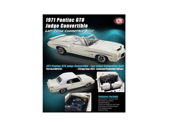 1971 Pontiac GTO コンバーチブル ホワイト/ACME 1/18ミニカー 400台限定
