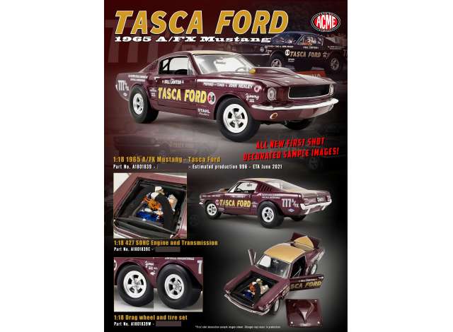 1965 Ford Mustang AFX タスカフォード ビル・ロートン ダークブラウン/ACME 1/18ミニカー