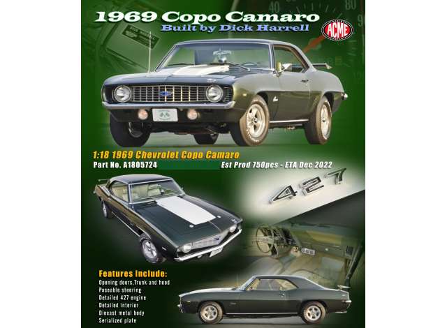 1969 シボレー Copo カマロ グリーン/ Acme Diecast  1/18 ミニカー