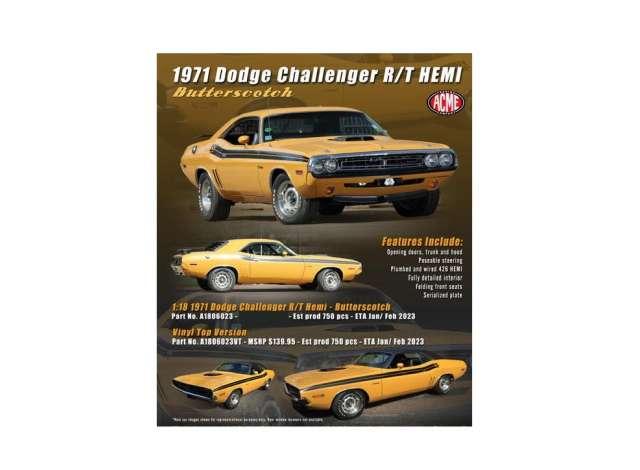 1971 Dodge Challenger RT Hemi バタースコッチ/ACME 1/18ミニカー 750台限定