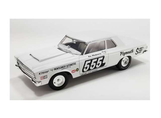 1965 Plymouth Belvedere スーパーストック #555 トリプルニッケル ホワイト/ACME 1/18ミニカー 750台限定