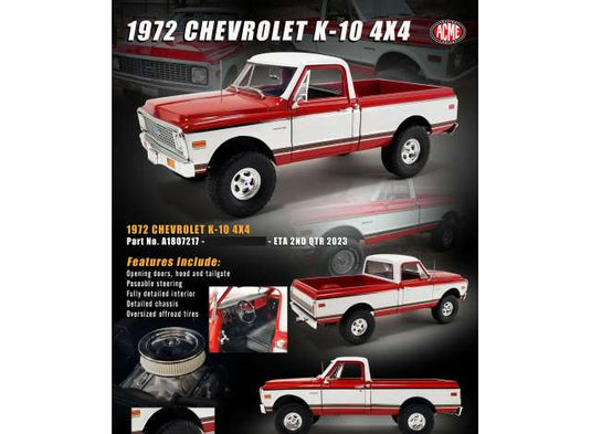 1972 Chevrolet K10 4x4 レッドホワイト/ACME 1/18ミニカー