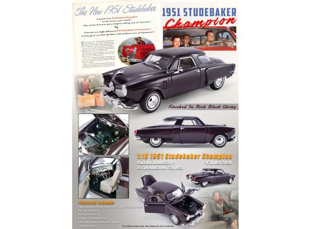 1951 Studebaker チャンピオン ブラックチェリー/ACME 1/18ミニカー 750台限定