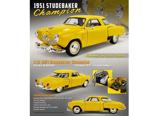 1951 Studebaker チャンピオン ソーラーイエロー/ACME 1/18ミニカー