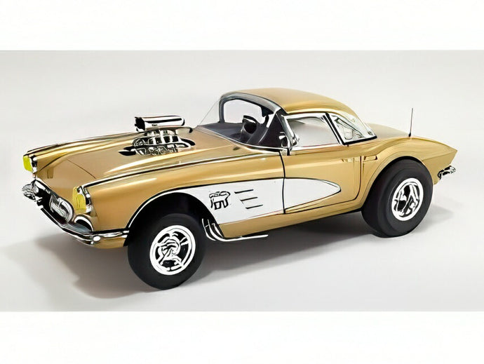 【予約】2025年発売予定CHEVROLET CORVETTE GASSER RAT FINK THE FUGITIVE VETTE 1961 ゴールドメタリック ホワイト/ACME 1/18ミニカー TVシリーズ