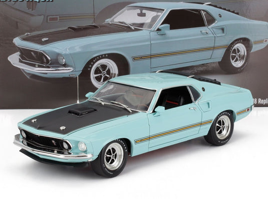 FORD USA MUSTANG COBRA JET MACH1 COUPE 1969 ライトブルーブラック/ ACME 1/18 ミニカー
