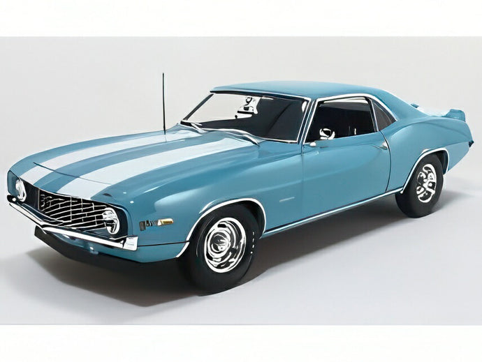 【予約】2025年発売予定CHEVROLET CAMARO Z/28 COUPE 1969 ライトブルー ホワイト/ACME 1/18ミニカー