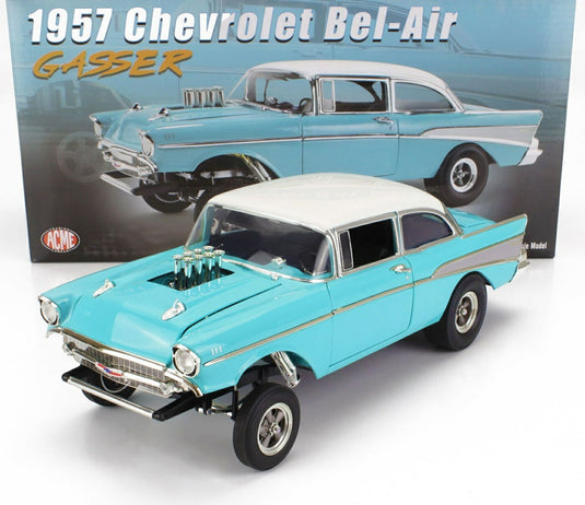 Chevroletシボレー Bel-Air 1957 Gasser ライトブルー ホワイト 390台限定 / ACME 1/18 ミニカー