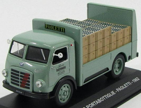 OM FIATオーエムフィアット LEONCINO TRUCK PORTABOTTIGLIE PAOLETTI 1962 GREEN BLACK VEICOLI-PUBBLICITARI-D'EPOCA-COLLECTION / EDICOLA 1/43