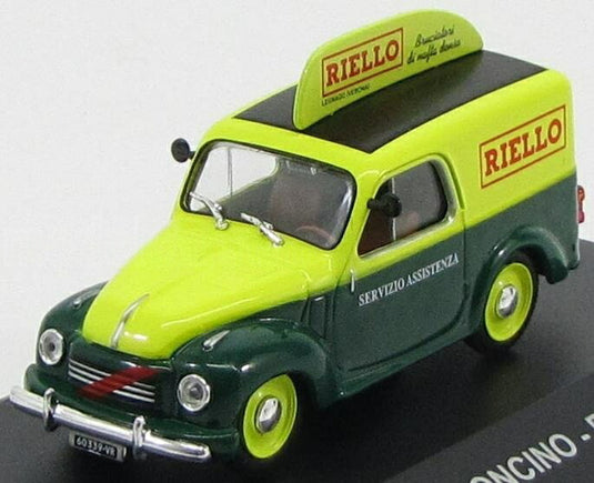 Fiatフィアット 500C FURGONCINO VAN RIELLO 1959 グリーンイエロー VEICOLI-PUBBLICITARI-D'EPOCA-COLLECTION / EDICOLA 1/43 ミニカー