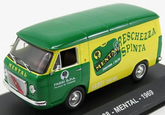 Fiatフィアット 238 VAN MENTAL 1969 グリーンイエロー VEICOLI-PUBBLICITARI-D'EPOCA-COLLECTION / EDICOLA 1/43 ミニカー