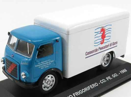 OM Fiatフィアット LEONCINO TRUCK FRIGORIFERO 1966 ライトブルーホワイト VEICOLI-PUBBLICITARI-D'EPOCA-COLLECTION / EDICOLA 1/43 ミニカー