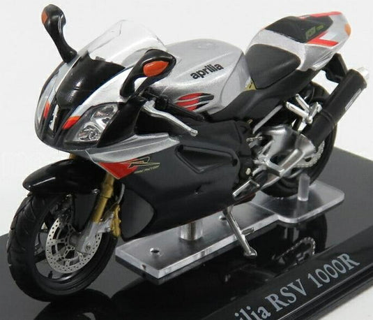 APRILIAアプリリア RSV 1000R 2010 シルバーブラック ATLAS-SUPERBIKES-COLLECTION MOTORCYCLE / EDICOLA 1/24 ミニカー