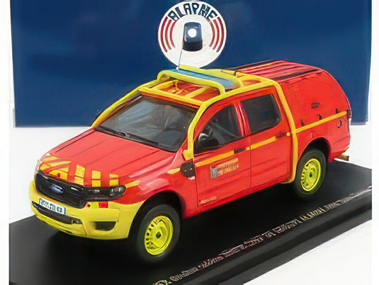 FORD USA RANGER PICKUP CLOSED DOUBLE CABINE VR115 BMPM MARINS POMPIERS 2011 RED YELLOW/ALARME 1/43ミニカー